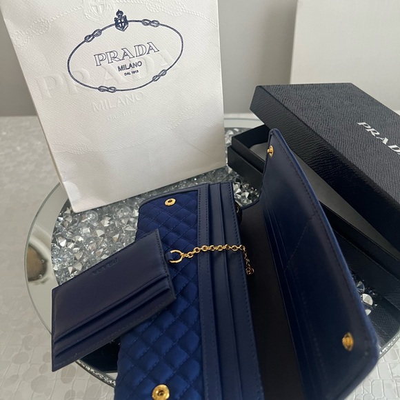 Prada Tessuto Quilted Nylon Continental Flap Wallet 1M1132, Blue - Picture 4 of 10